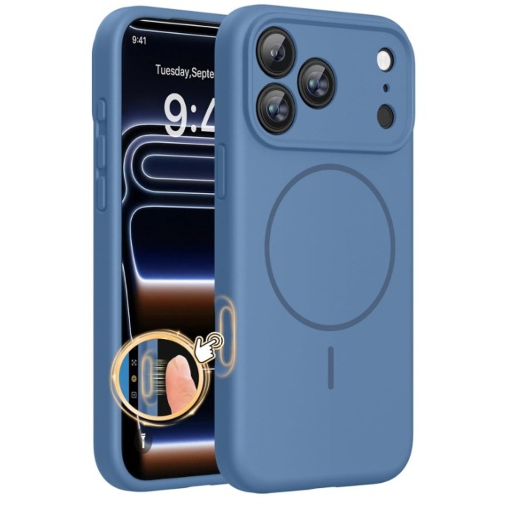 Miracase iPhone Case iPhone 17 Pro Max Glass Blue Magnetic Silicone NWT